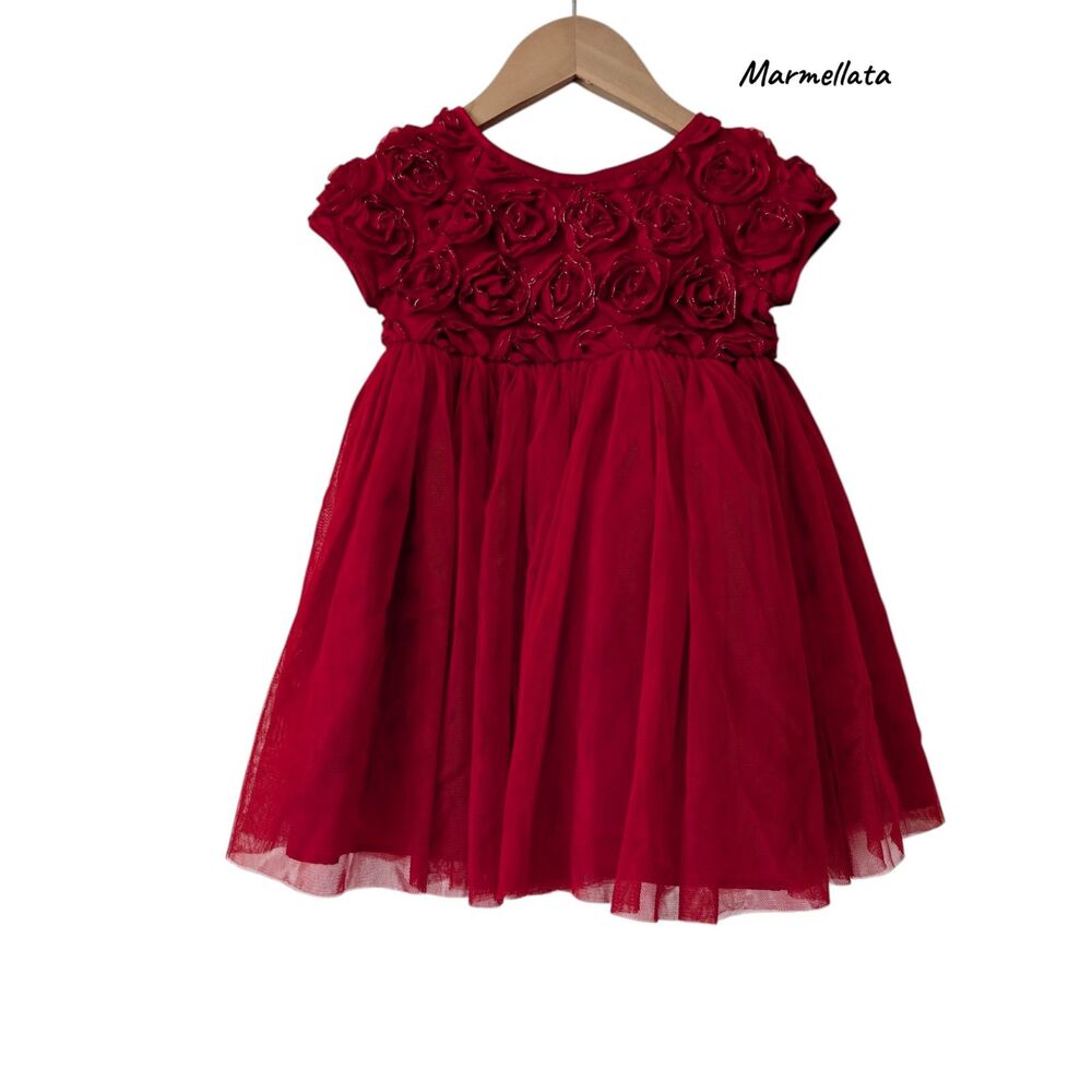 Marmellata Girls Red Rosette Party Dress 12M Tulle Holiday Formal